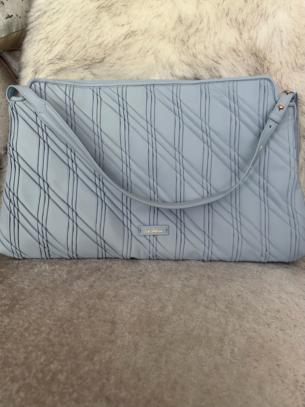 NWT Sam Edelman Diagonal Quilted Pale Blue Shoulder Bag